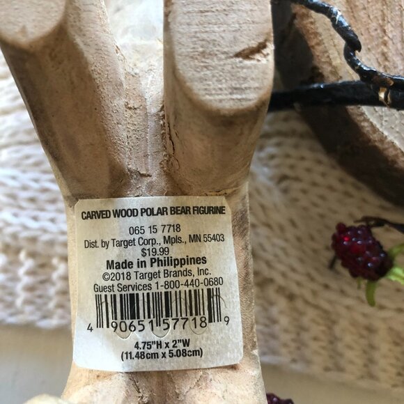 CARVED WOOD POLAR BEAR FIGURINE (TARGET) - Picture 5 of 5